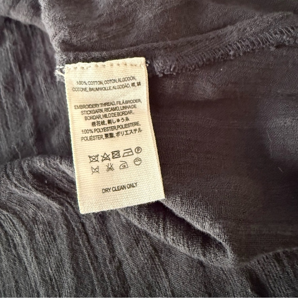 Free People Carter Dobby Dark Gray Embroidered Button Down Shirt, Medium - Picture 12 of 13